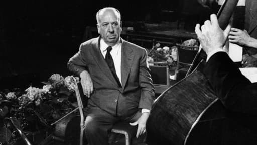 Alfred Hitchock lors du tournage de l'Homme qui en savait trop