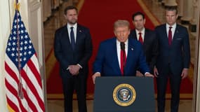 Le président américain Donald Trump qui prononce un discours à la nation ce samedi 21 juin.
