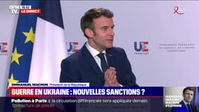 Emmanuel Macron annonce la volonté de l'Union européenne de "pouvoir sortir de la dépendance aux énergies fossiles russes"