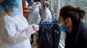 Tests antigéniques menés au sein du lycée Suger (élèves et professeurs) à Saint-Denis, au nord de Paris, le 21 janvier 2021