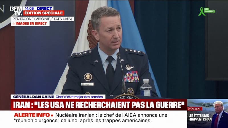 Frappes américaines en Iran: le chef d'État-major des armées Dan Caine évoque une 