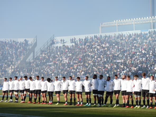 Les joueurs de rugby de l'Angleterre lors d'un test match en Argentine, le 12 juillet 2025.