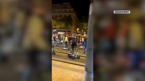 Une course de trottinette improvisée sur les Champs Elysées