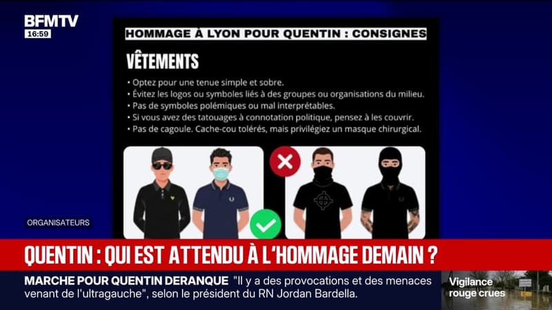 Pas de cagoule, pas de tatouage apparent… Les organisateurs de la marche en hommage à Quentin Deranque publient des consignes à l'attention des participants