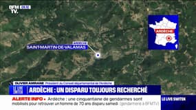 Ardèche: le président du Conseil départemental se dit "pessimiste" quant aux recherches pour retrouver l'homme disparu lors les intempéries 