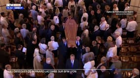 Obsèques de Bernard Lacombe: le cercueil de la légende de l'OL sort de l'église