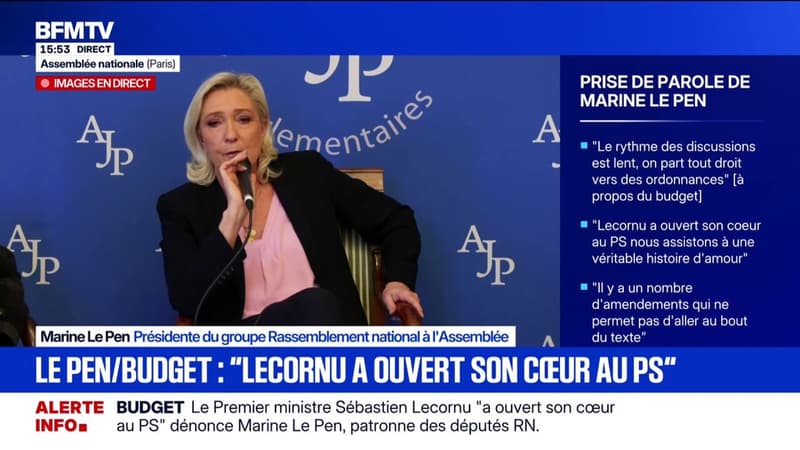 Report du vote du budget 2026: "Ma très grande inquiétude, c'est que nous ne puissions pas arriver à un vote" affirme Marine Le Pen