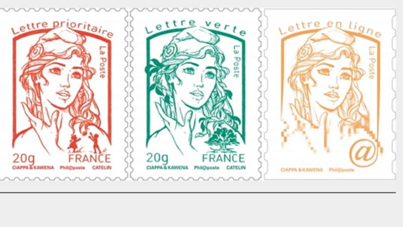 Le timbre Marianne inauguré par François Hollande datant de 2013, au visage jeune semblant sortir tout droit d'une bande dessinée.
