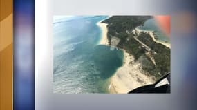 L'érosion de la plage d'Inskip Point en Australie, visible depuis un hélicoptère.