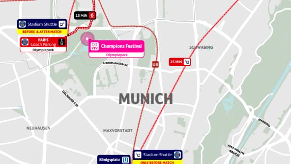 Plan de la ville de Munich réalisé par l'UEFA à destination des fans du PSG.