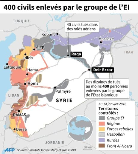 Syrie: 400 civils enlevés par le groupe Etat islamique