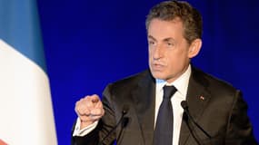 Nicolas Sarkozy lors du meeting à Bordeaux samedi, au cours duquel des militants ont hué Alain Juppé.