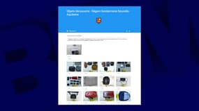 Les objets volés mis en ligne par la gendarmerie de Charente.