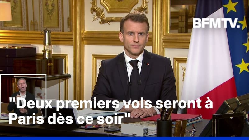 Emmanuel Macron annonce que deux vols évacuant des Français du Moyen-Orient arriveront "dès ce soir"