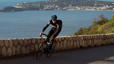 Chris Froome sur la route de la Turbie, à proximité de Monaco, en 2017