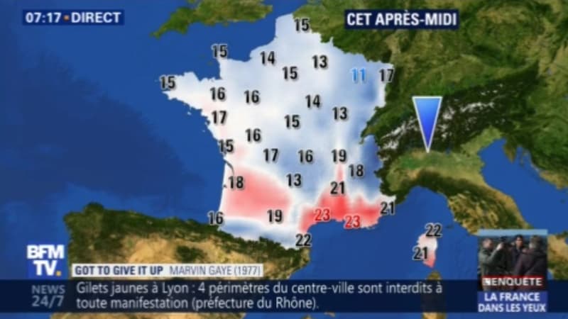 Les températures l'après-midi ce samedi 11 mai