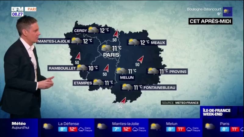 Météo Paris-Île-de-France: du vent et de la pluie ce dimanche, jusqu'à 11°C à Paris et 12°C à Meaux
