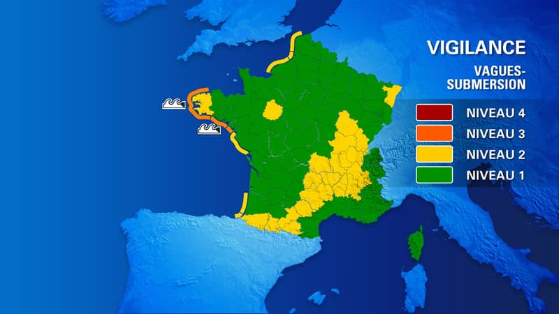 Carte des zones de vigilance orange "vagues-submersion", le 17 octobre