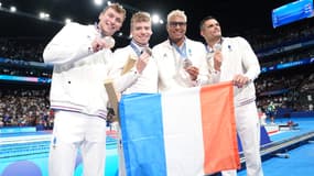 Les médaillés français du 4x100 quatre nages aux JO de Paris, le 4 août 2024