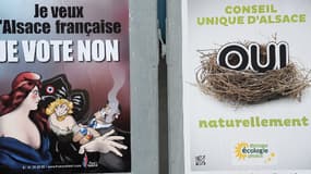 Affiches électorales pour le référendum sur un Conseil unique d'Alsace