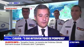 Tempête Ciarán: Gérald Darmanin affirme qu'il y a eu "plus de 3500 interventions de sapeurs-pompiers"