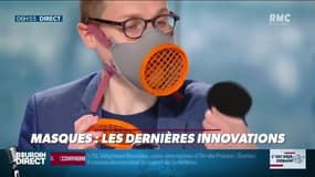 Anthony Morel présente le masque conçu par Michelin