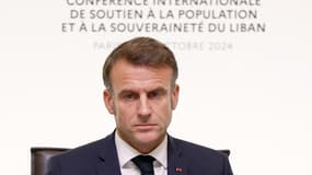Emmanuel Macron lors d'une conférence pour le Liban à Paris le 24 octobre 2024