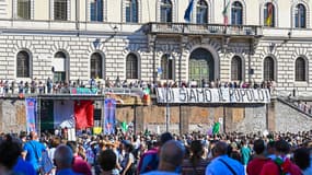 Des manifestants anti-masque et anti-vaccin à Rome, samedi 5 septembre 2020.