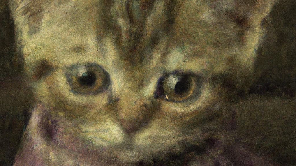 Image générée par Dall-E avec la requête "un chat avec un col roulé peint comme une peinture à l'huile"