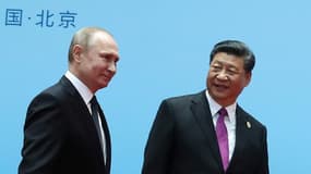 Le président chinois Xi Jinping et le président russe Vladimir Poutine à Pékin, le 27 avril 2019