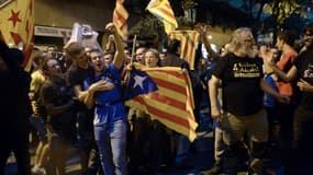 Des manifestants pro-référendum sur l'indépendance de la Catalogne, le 20 septembre 2017 à Barcelone. 