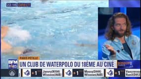  #Parispétille: "je me suis inspiré de mon équipe de water-polo dont je fais partie depuis huit ans",  raconte l'origine du film Les Crevettes Pailletées dans une piscine du 18e arrondissement de Paris