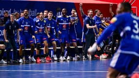 L'équipe de France de handball célèbre sa troisième victoires en trois matchs de Coupe du monde, 18 janvier 2025