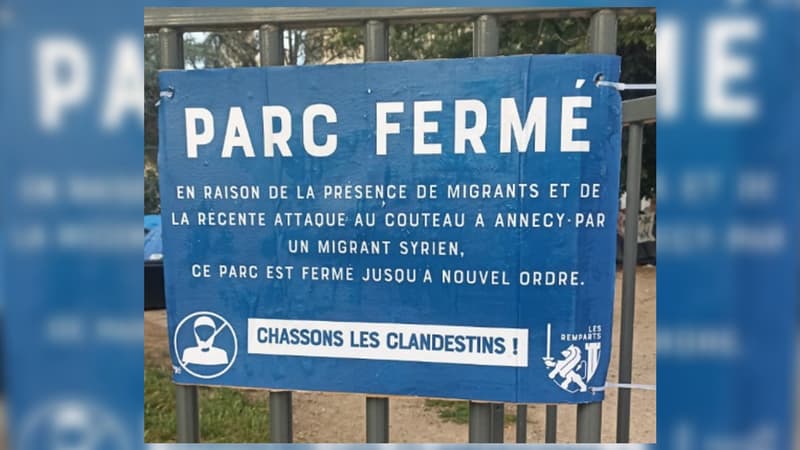 Le groupe identaire "Les Remparts" a déposé dans la nuit de jeudi à vendredi, une pancarte devant le square Sainte-Marie-Perrin.