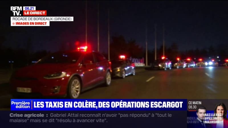 Des taxis en colère mènent à leur tour une opération escargot sur la rocade de Bordeaux