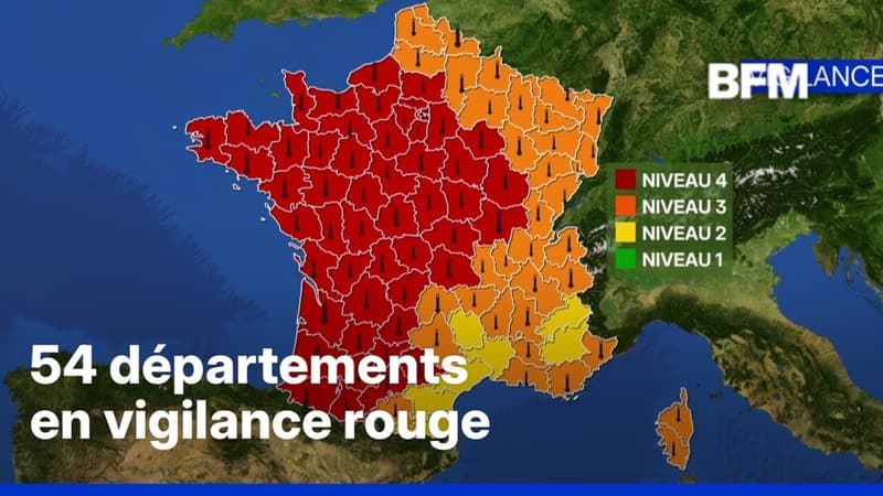 Canicule: cinq départements supplémentaires basculent en vigilance rouge ce mardi, 54 au total
