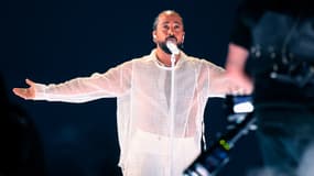 Le chanteur Slimane lors de la dernière répétition de l'Eurovision à Malmö le 11 mai 2024