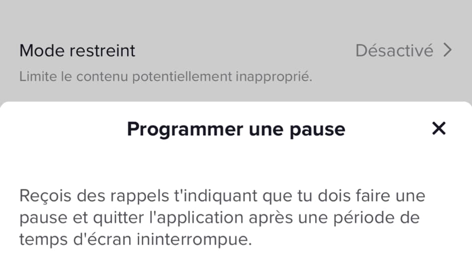 TikTok permet de programmer une pause d'écran