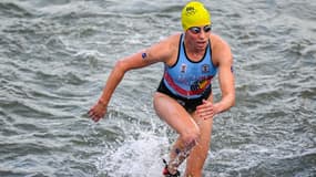 Claire Michel lors du triathlon individuel aux JO de Paris.