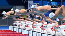 Clément Mignon lors du relais 4x100m nage libre aux JO de Tokyo