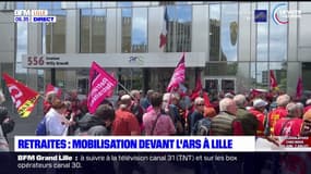 Retraites: une mobilisation devant l'ARS à Lille