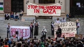 Des partisans de la Palestine se rassemblent à l'université de Harvard pour manifester leur soutien aux Palestiniens de Gaza, lors d'un rassemblement à Cambridge, Massachusetts (États-Unis), le 14 octobre 2023. (Photo d'illustration)