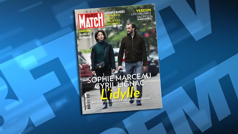 Sophie Marceau et Cyril Lignac, en une de Paris Match, ce jeudi.