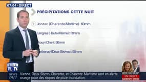 Après 60mm à 90mm de précipitations dans la nuit, 5 départements sont encore en alerte orange