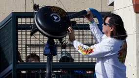 L'apiculteur Lance Davis à Indian Wells, le 14 mars 2024.
