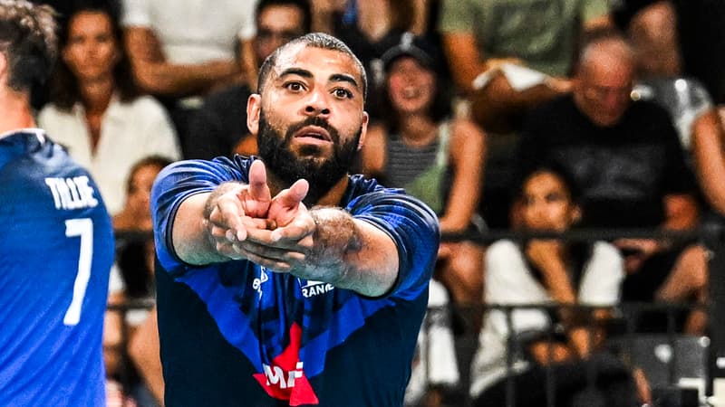 Earvin Ngapeth avec l'équipe de France le 20 août 2025 à Cannes