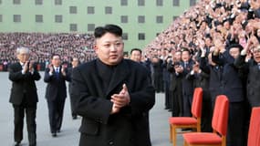 Le dirigeant Kim Jong-Un, lors d'un meeting de propagande en Corée du Nord le 25 février 2014.