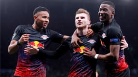 Timo Werner avec ses coéquipiers de Leipzig