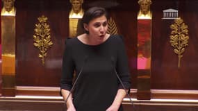 La député Rassemblement national du Var, Laure Lavalette, lors de l'examen des motions de censure à l'Assemblée le 20 mars 2023.
