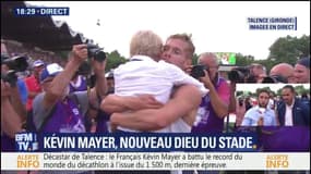 La joie de Kévin Mayer après avoir battu le record du monde de décathlon à Talence
